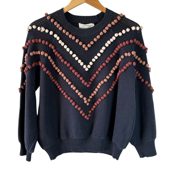 The Great - The Bobble Pom Pom Sweater in Navy Blue Size 1/Small - Picture 3 of 8